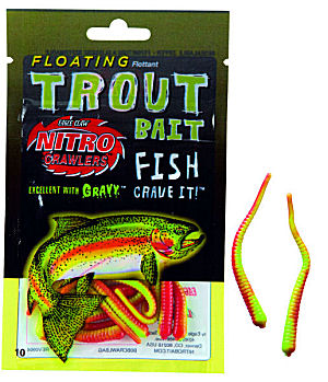 Eagle Claw Nitro Trout Worms - rot/chartreuse